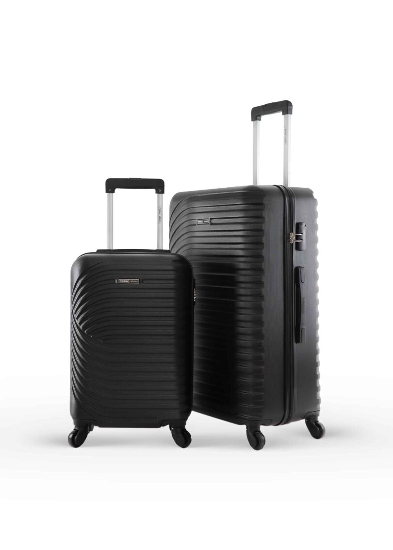 2-Piece Black ABS Travel Trolley Luggage Set